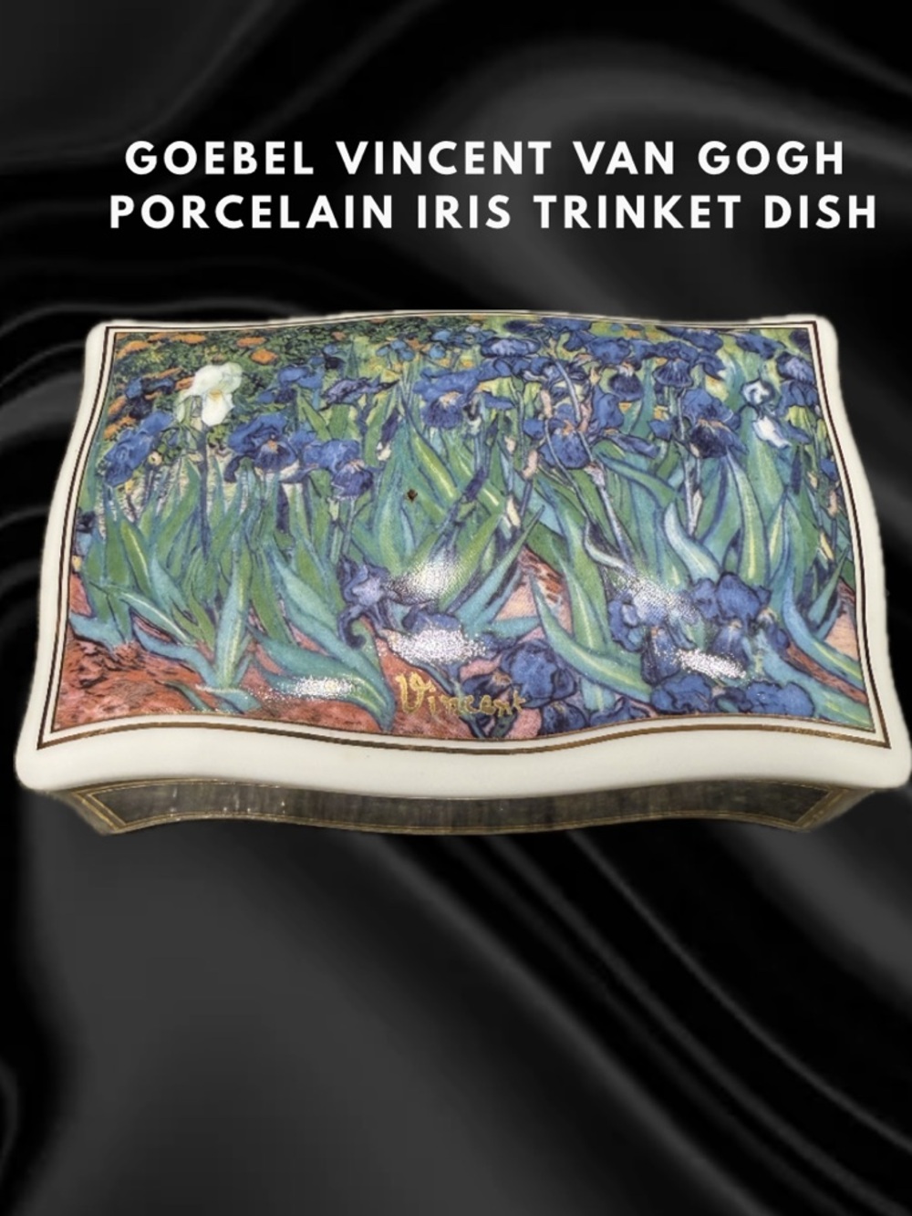 NIB, Vincent van Gogh Iris Floral Decorative Trinket Box By Goebel.